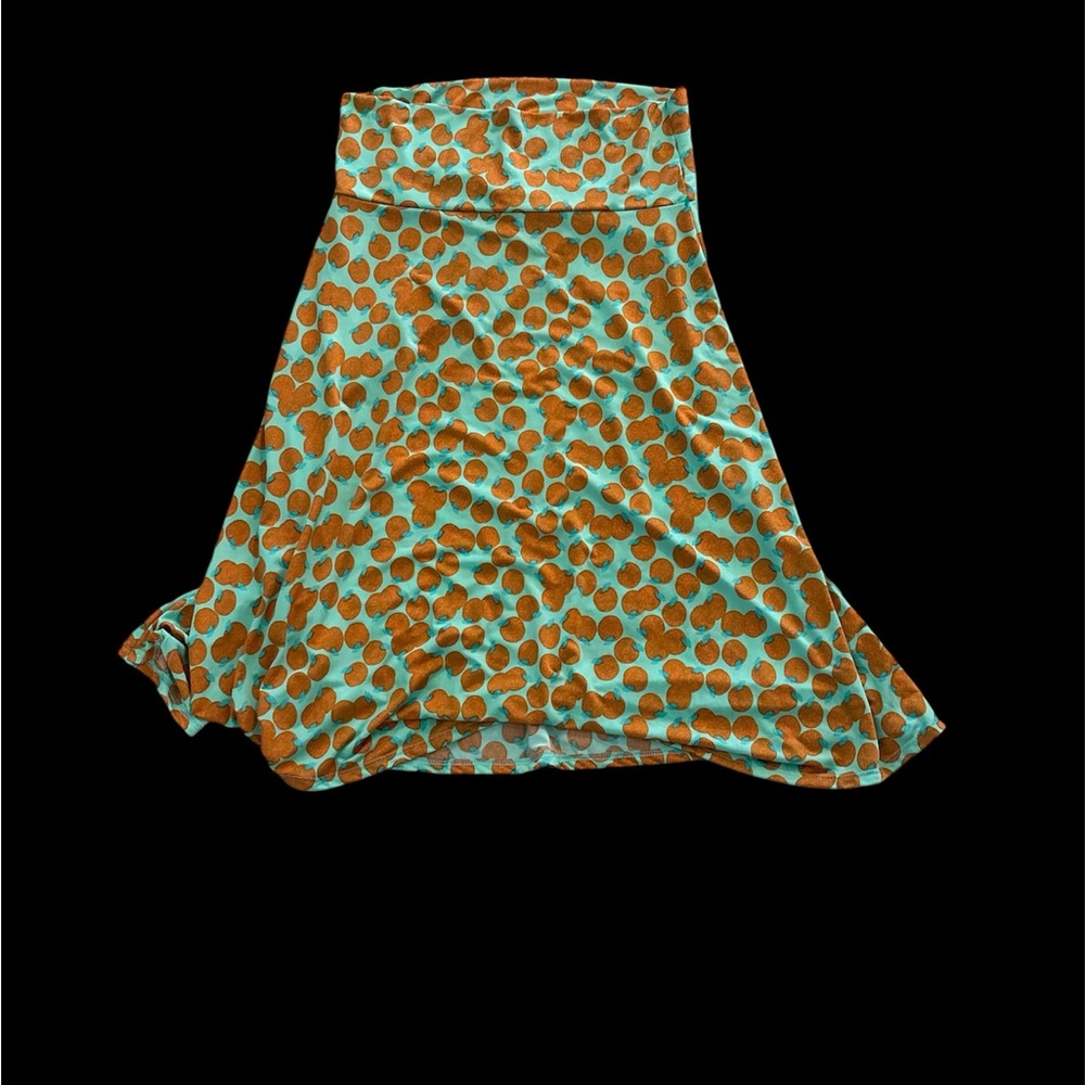 🐶LuLaRoe Midi Skirt with Orange and Teal Pattern